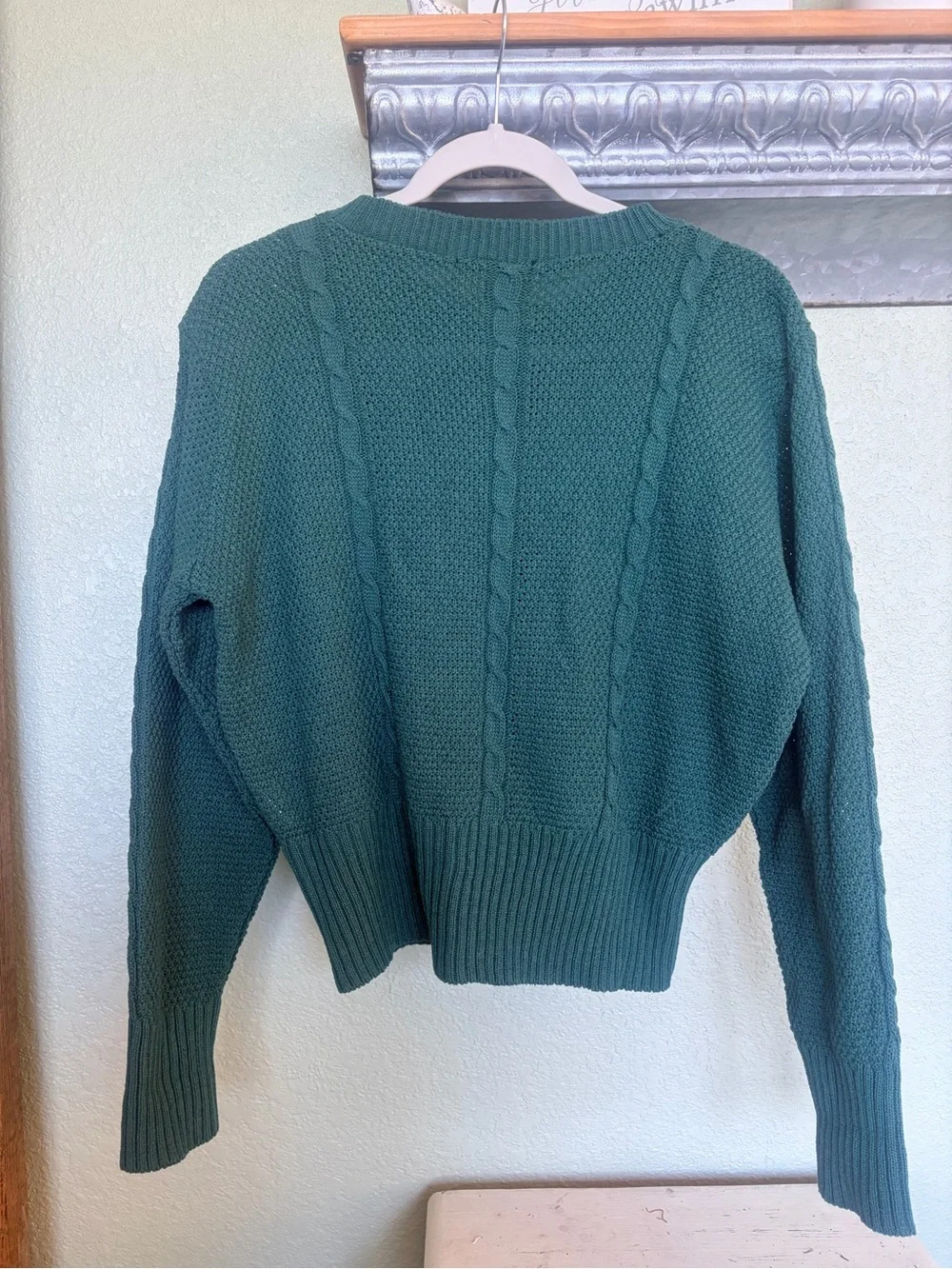 💚The House of Foxy💚Forest Green Cable Knit Button-Up Sweater - Picture 2 of 9